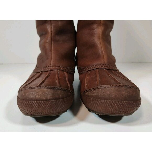 Ugg Belcloud Duck Boot 14" Tall Waterproof Sheepskin Shearling Womens 8 Brown - Picture 3 of 11